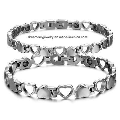 Health Magnetic Matching Set Stainless Steel Couples Love Chain Bracelets 1 Pair