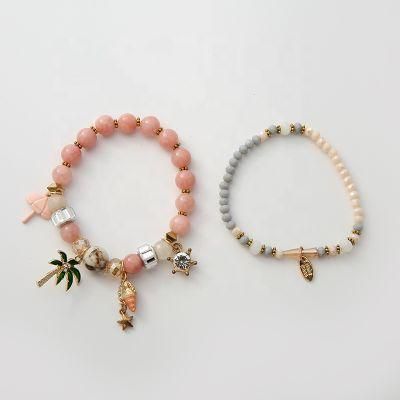 New Arrival Cute Coconut Tree Shell Pendant Acrylic Bead Bracelet for Girls