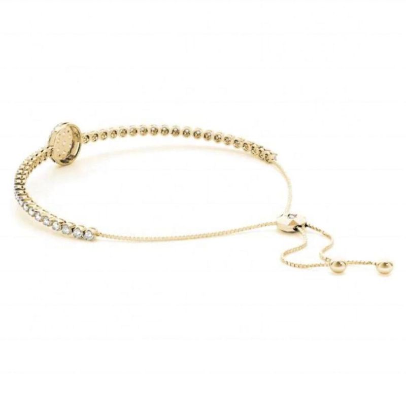 New Arrival Bracelet Round Illusion Center 925 Sterling Silver Adjustable Bracelet with Slider