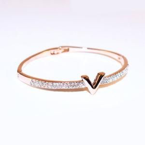Custom Girls Diamond Jewelry Fashion Link Titanium Steel Bangle
