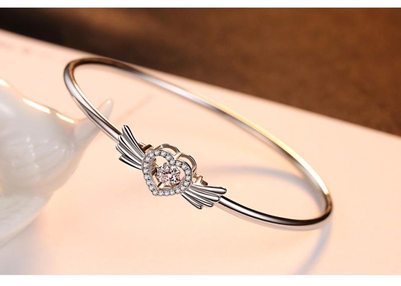 Fashion Jewelry Zircon Bracelet One Size Angel Heart Chain