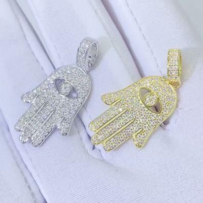 925 Sterling Silver Vvs Moissanite Diamond Eye of Evil Pendant Icy Luxury Hip Hop Bling Necklaces Fashion Jewelry