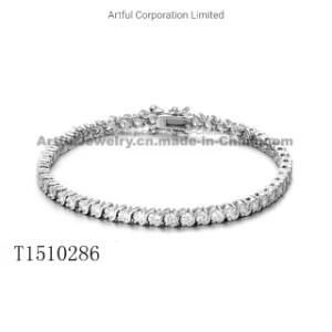 New Fashion Rhodium Plating Silver Tennis Bracelet
