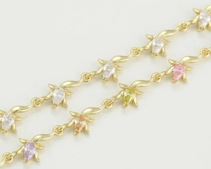 Factory Price Hot Sale Lady Jewelry Fashion Style Simple Design Flower Shape Bracelet with Color Gemstone