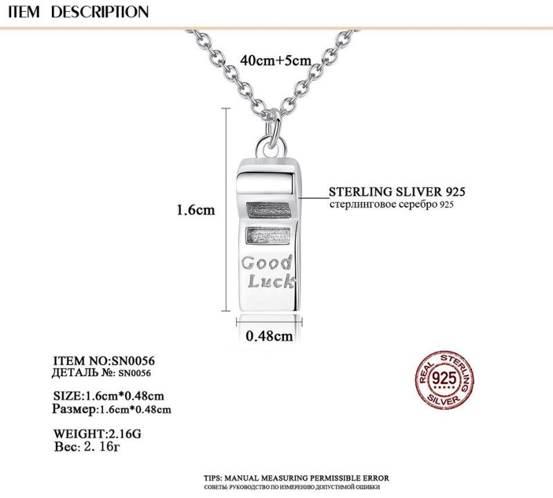 Cubic Zirconia Miami Sliver Whistle Chocker Good Luck Necklace