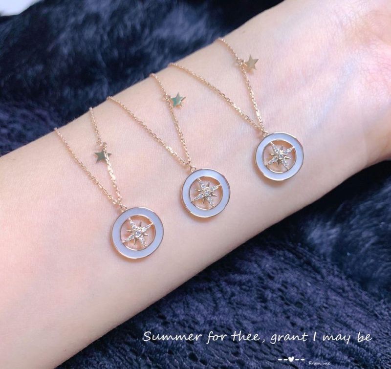 18K Gold Diamond Eight-Pointed Star Light Necklace