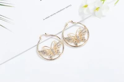 Woman 18K Gold Color Simple Hoop Earring Jewelry for Wedding