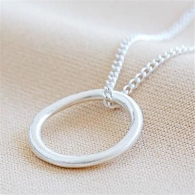 Organic Style Casting Metal Hoop Necklace in Silver for Women Fashion Jewelry