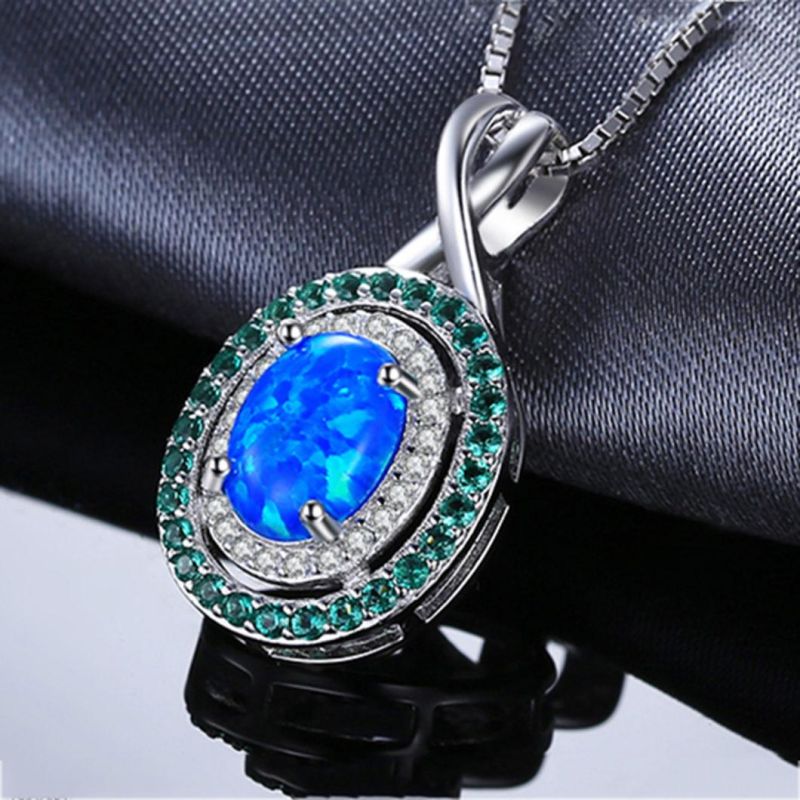 New Design 925 Sterling Silver Opal Pendants for Girls Women Jewelry