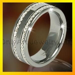 Silver Inlaid Tungsten Fashion Ring Jewelry