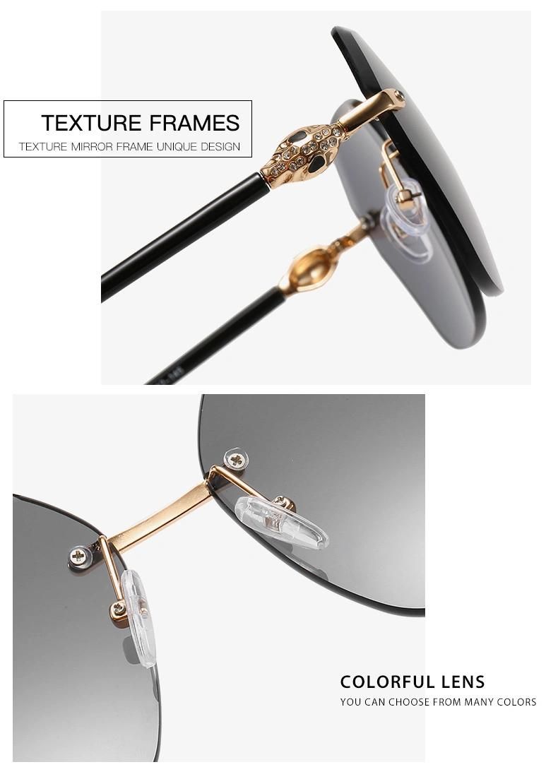 Luxury Frameless PC Lense Metal High Quality Sunglasses