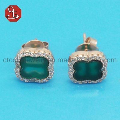 Classics Clover Silver Earring Fashion Clover Ear Stud Elegant CZ Earrings