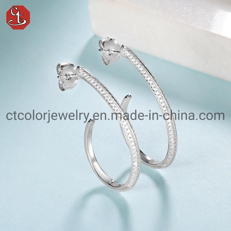 High Quality Fashion Brass and Silver Earring Stud Women Jewelry