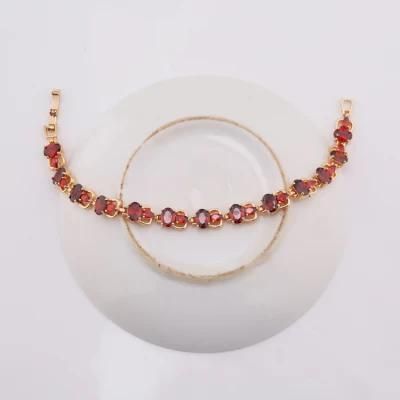 18K Rose Gold Plated Ruby Chain Bracelet Designs for Woman