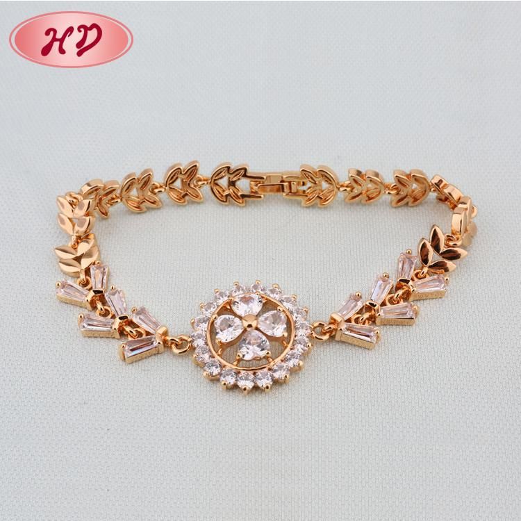 Beautiful 18K Rose Gold Bracelet Crystal Charm Bracelet