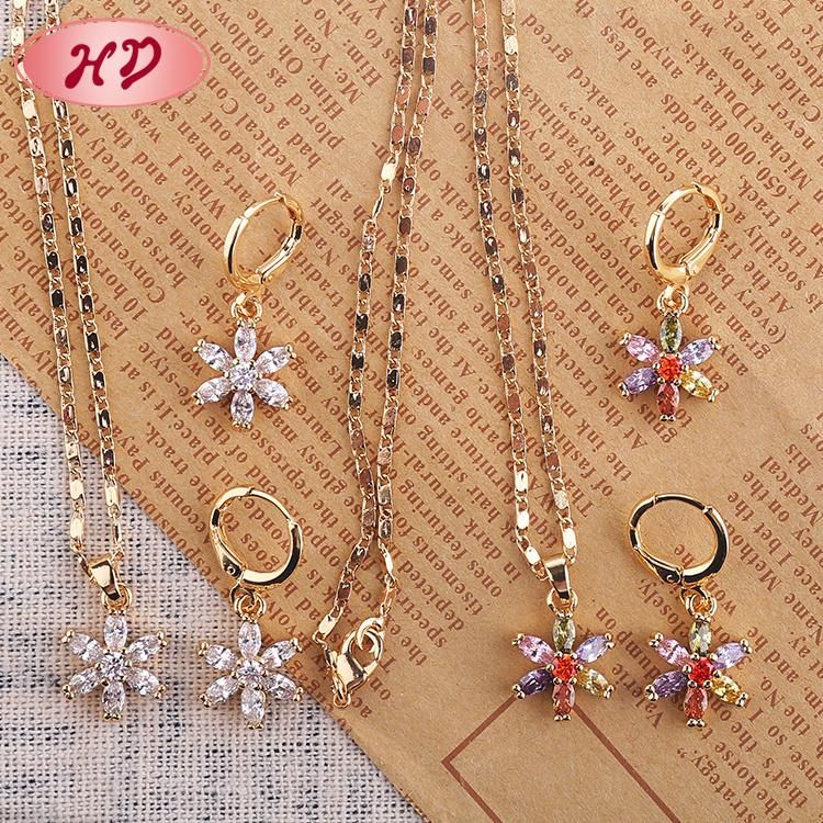Fashion Wedding Gold Plated Silver Alloy Ring Necklace Earring Jewelry Set with Crystal CZ Pearl