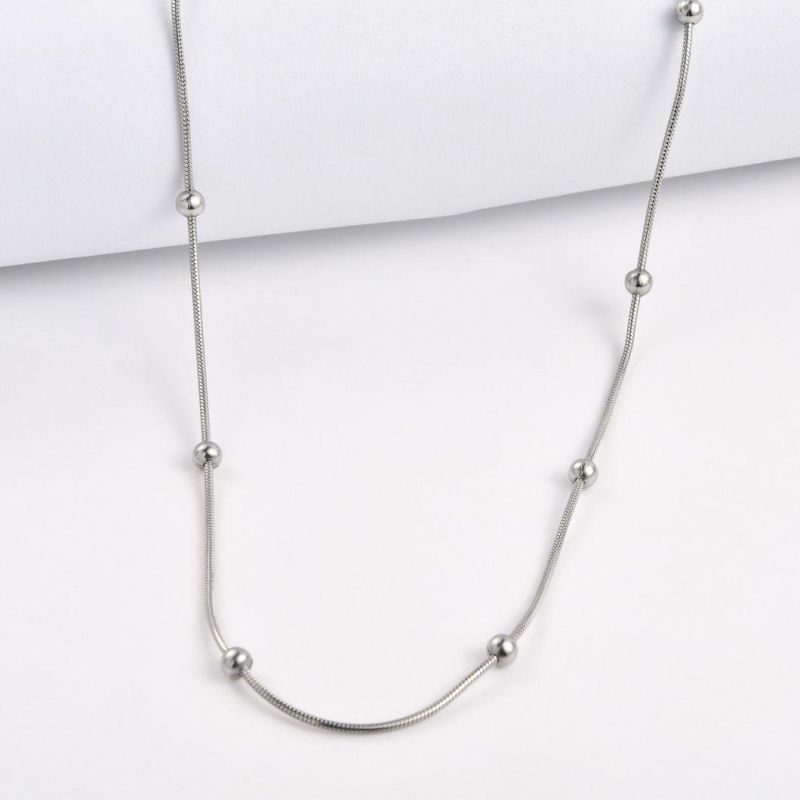High Quality Non-Tarnish 18K Gold Plated Stainless Steel Women Fashion Jewellery Bangle Anklet Bracelet Necklace Snake Chain with Balls