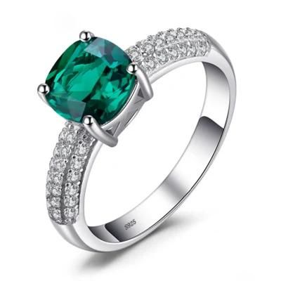 Wholesale 925 Sterling Silver Fashion Jewelry Created Emerald Ring for Women