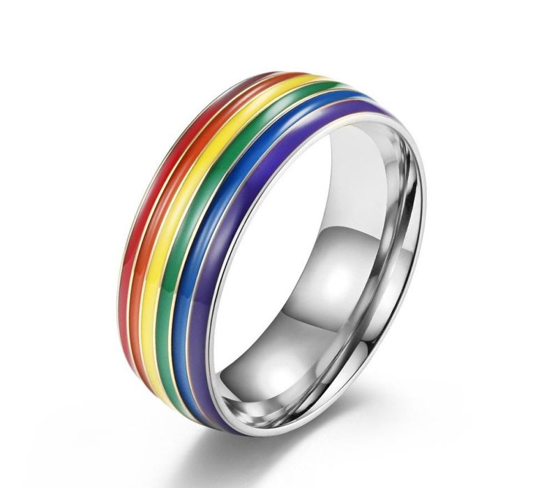 Fashion Jewelry Rainbow Flag Gay Gay Titanium Steel Ring 18K Gold Plated Lara Ring SSR2050g