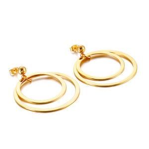 Double Ring Gold-Plated Stainless Steel Earrings Stud