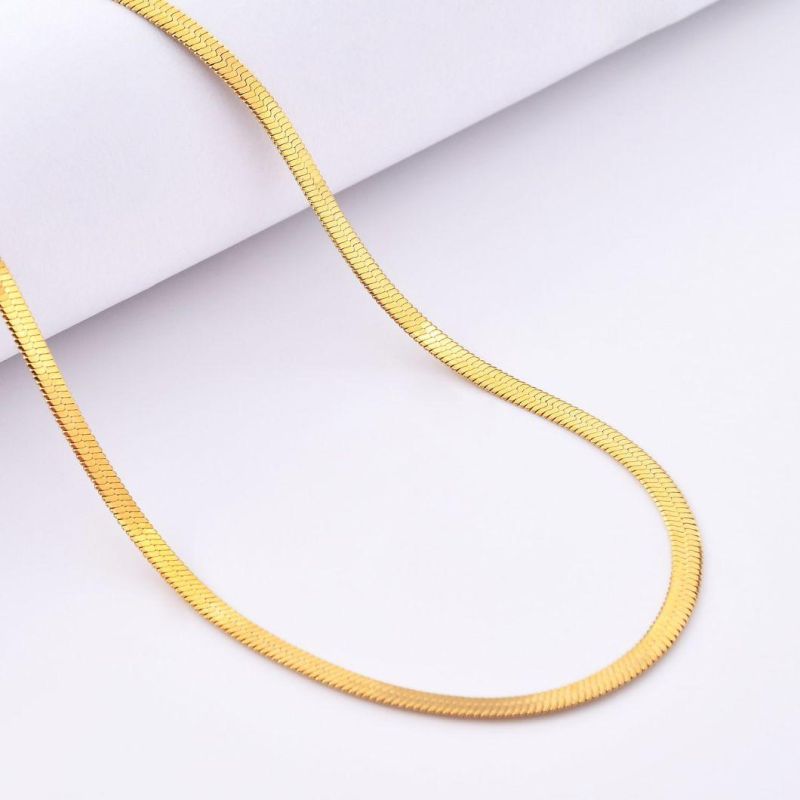 Fashion Stainless Steel Street Wear Layering Necklaces Bracelets Gold Plated Herringbone Chain Jewellery