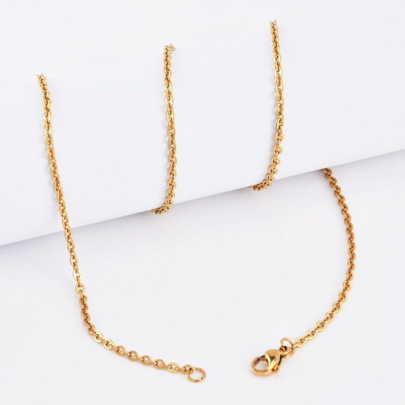 Classic Stainless Steel Fashion Jewelry Flat Cable Chain Necklace Bracelet Gold Plated Jewellery for Handcraft Design