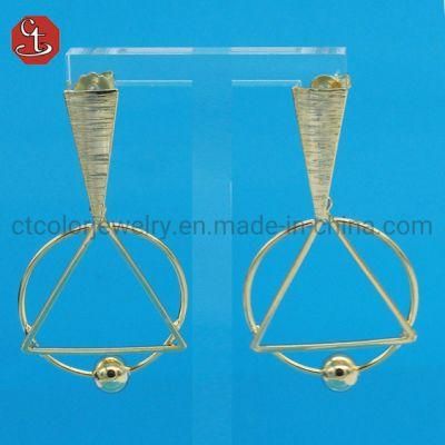 Women Special Plain Round Circle Triangle Line Rhodium plated Small Ball Mat Silver Jewelry