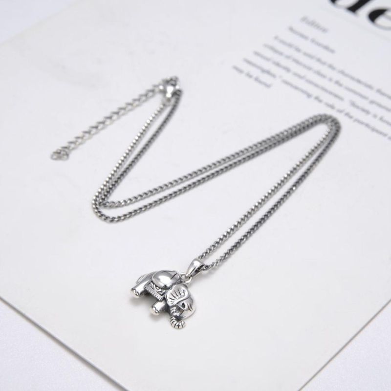 2022 Cute Little Elephant 925 Sterling Plain Silver Pendant Necklace