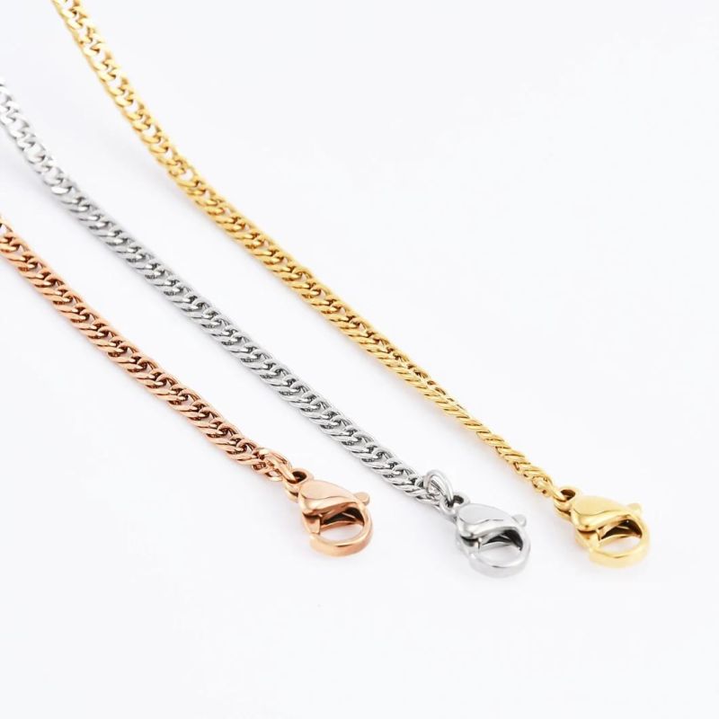 Fashion Necklace Jewellery Double Curb Polish Chain Hip Hop Men′jewelry Bag Accessories Bracelet Anklet Stainless Steel Gold Plated