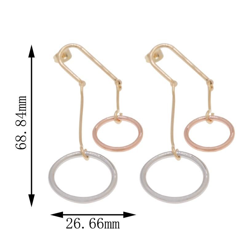 Wholesale Personalized Tricolor Gold Plated Hoop Pendant Fashion Earrings