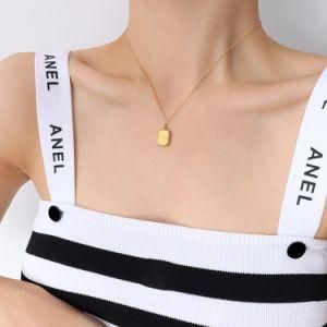 Custom Letter Initial Tag Square Necklace for Women