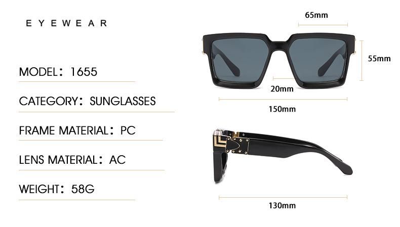 Large-Frame Sunglasses with Green Markings, The Same Model with Sunglasses, Cross-Border Foreign Trade Street Photography Catwalk Glasses