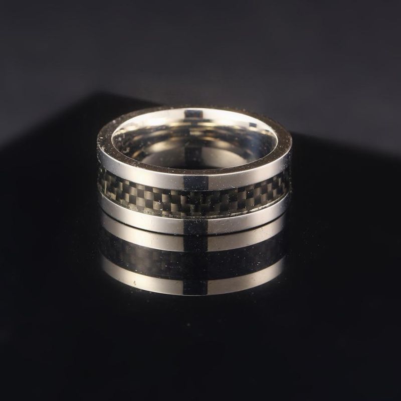 European and American Personality Rings Tungsten Steel Men′ S Rings Carbon Fiber Tungsten Steel Jewelry Wholesale