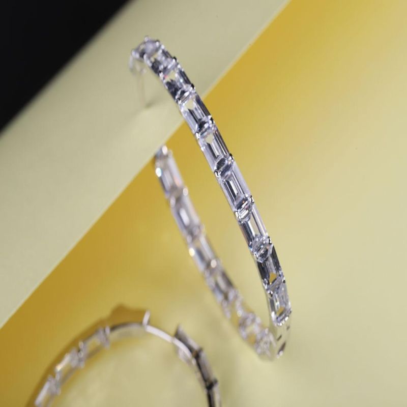 925 Sterling Silver Earrings Hoop Huggie with Cubic Zirconia Stone Customized Jewelry