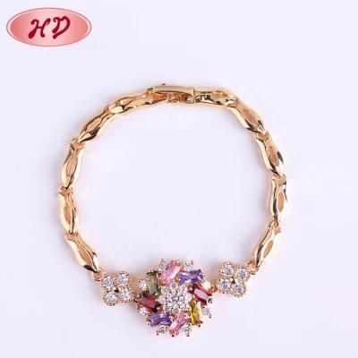 Customizable Charm Snowflake Crystals Copper Gold Bracelet for Women