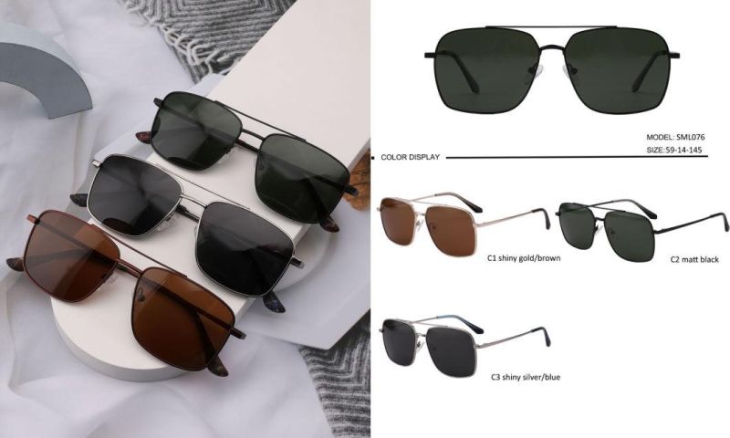 Men′ S Designer Metal Pilot Frames 400 UV Polarized Shade Sun Sunglasses