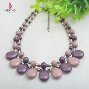 Elegant Ccb Color Acrylic Plastic Water-Drop Shape Solid Handmade Beaded Short Necklace