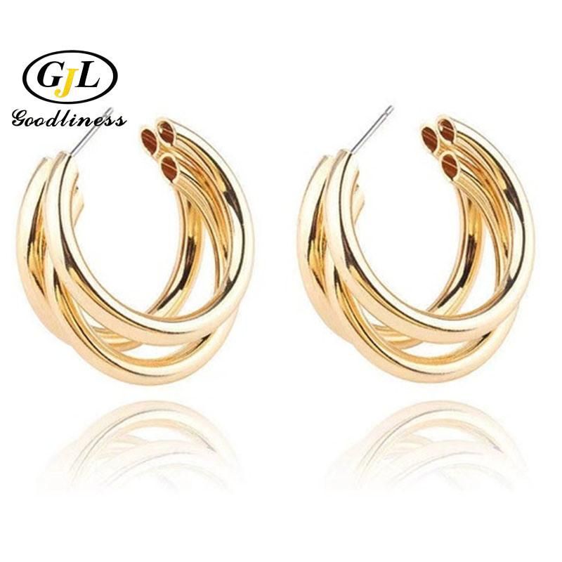 Gold Colored Lightweight Chunky Open Hoops Gold Hoop Earrings Jewelry