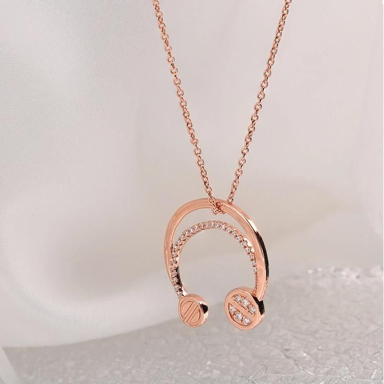 Fashion Accessories Headset Shape 2022 New Design Factory Wholesale 925 Silver Cubic Zirconia Moissanite Lab Diamond Fine Necklace