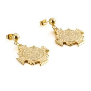 Jesus Cross Gold-Plated Stainless Steel Earrings Stud
