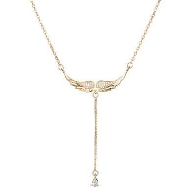 925 Sterling Silver Necklace Angel Pendant Zircon Collarbone Chain Woman Accessories Valentine&prime; S Day Gift Necklace