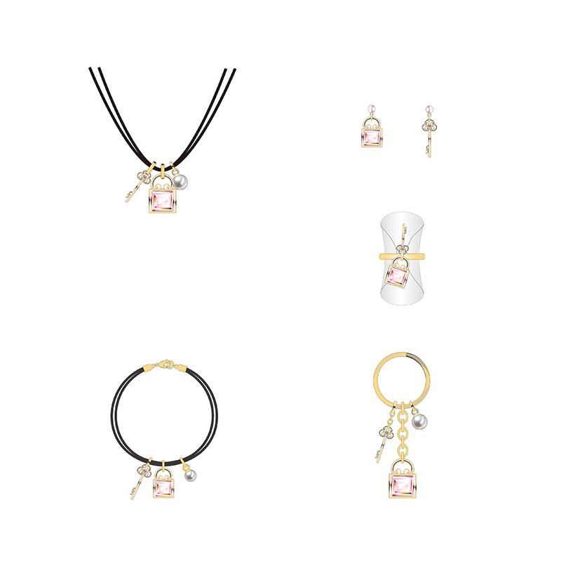 Dream Pink Perfume Bottle Pattern Jewelry Set
