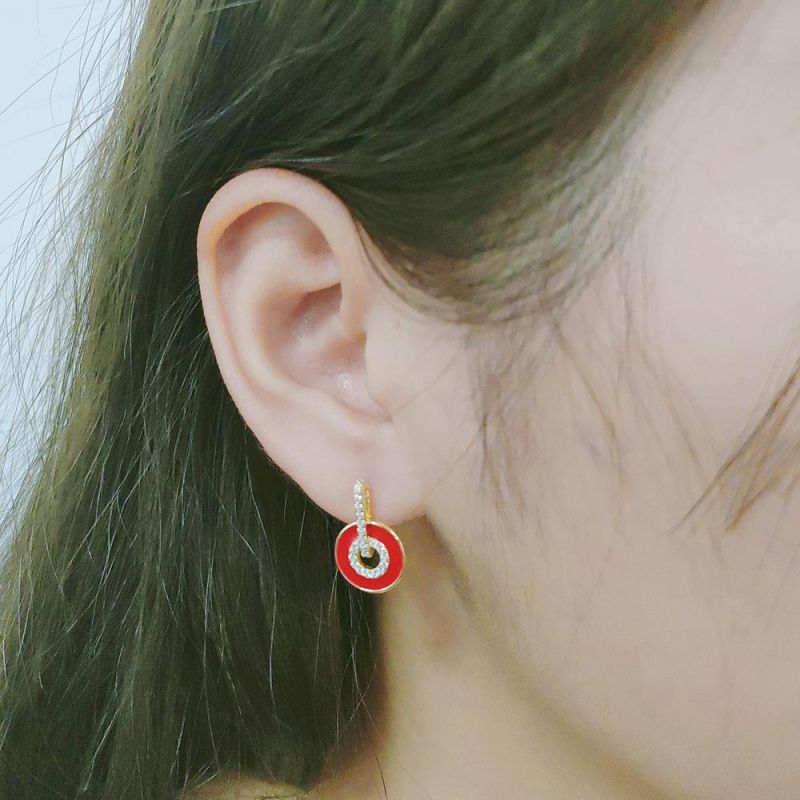 Fashion High Quality 925 Sterling Silver Gold Plated Flower Design Jewelry Stud Earrings