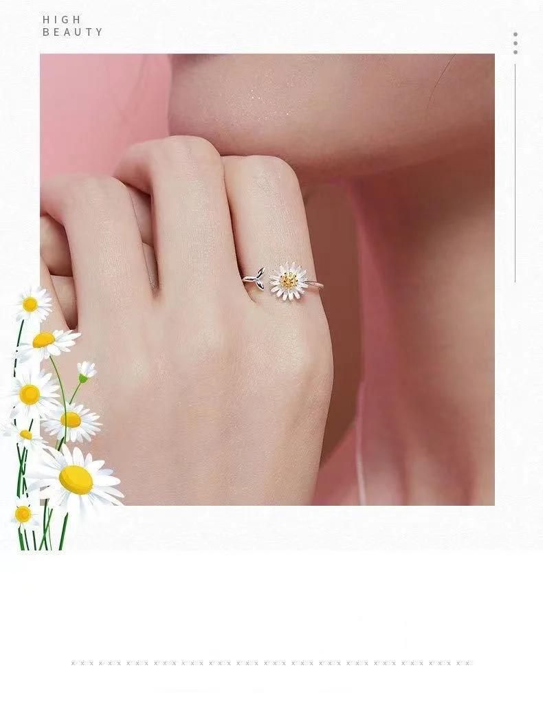 Small Daisy Rings for Women Models Simple Silver Colour Opening Adjustable Fashion Jewellery