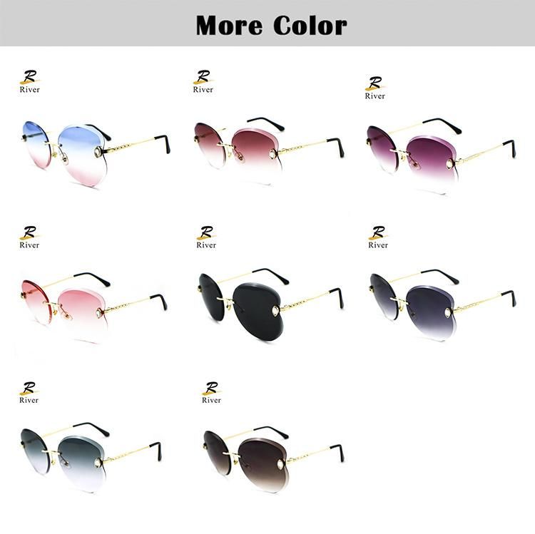Love Type Diamond-Encrusted Stock Metal Frameless Women Sunglasses