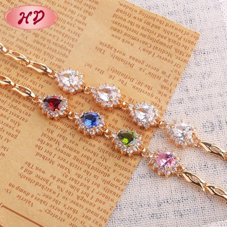 Hot Sale Anniversary 18K Gold Fashion Jewelry White Crystal Charm Bracelet Women