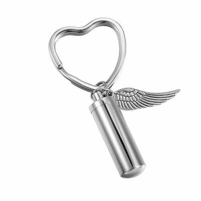 Special Angel Wing Tag Cylinder Heart Shape Keychain