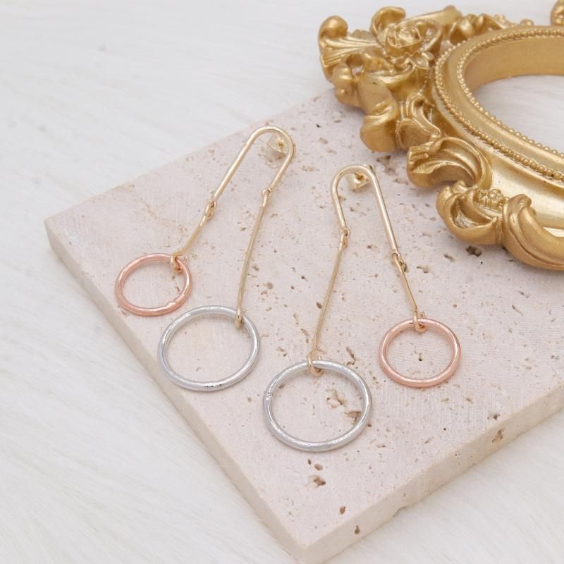Wholesale Personalized Tricolor Gold Plated Hoop Pendant Fashion Earrings