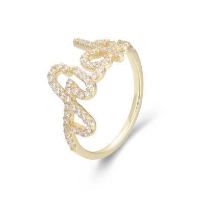 Fashion English Letter Filling Zircon Nice Design Ring