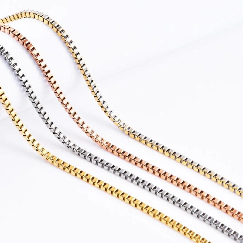 Wholesale 18" 20" 22" 24 Inch Fashion Women Gold Plated Stainless Steel Box Chain Bracelet Anklet Bangle Necklace for Pendant Jewelry